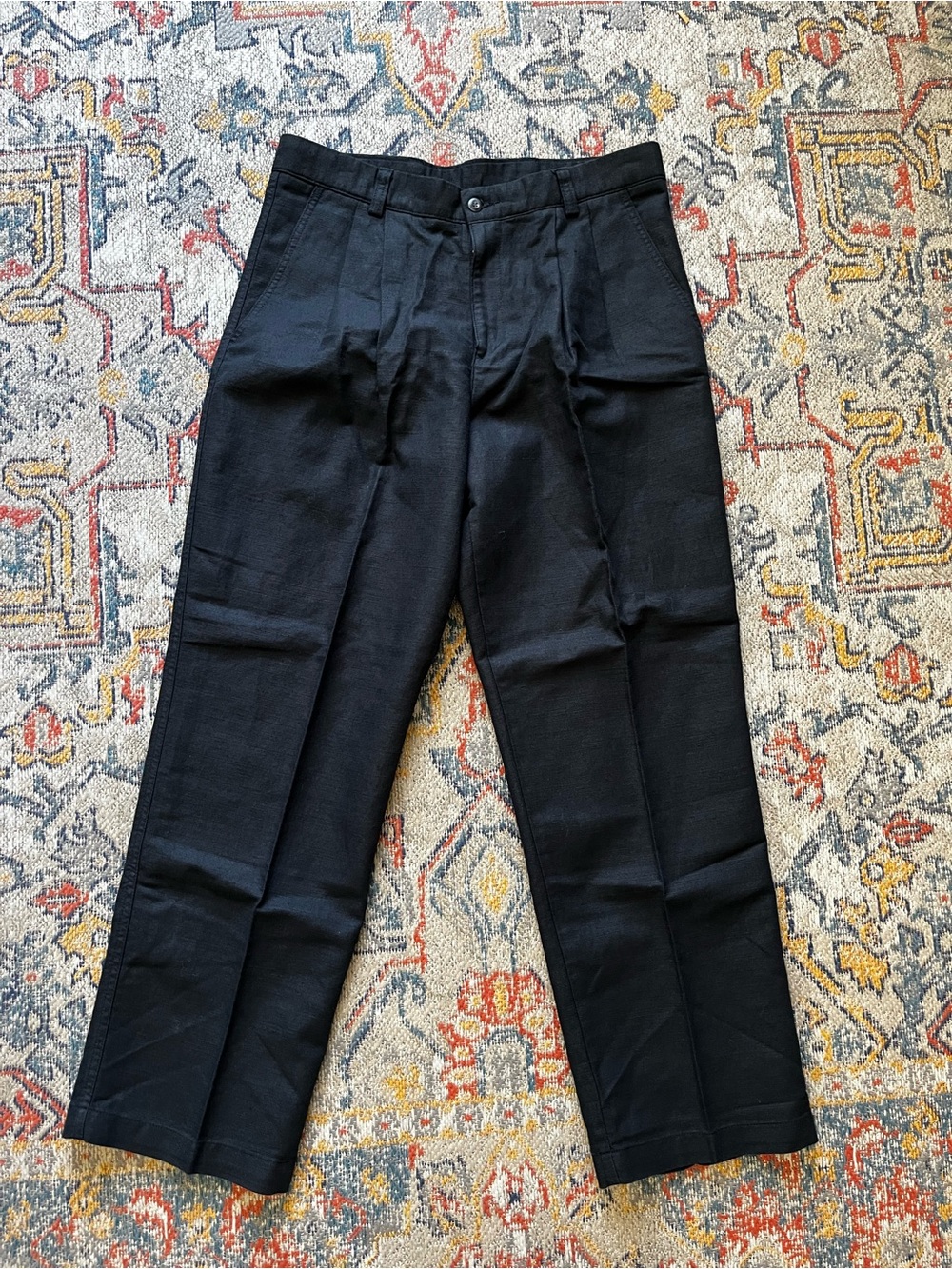 Dockers Men's Black Dress Pants Straight Fit 34x29 Cotton Linen Blend